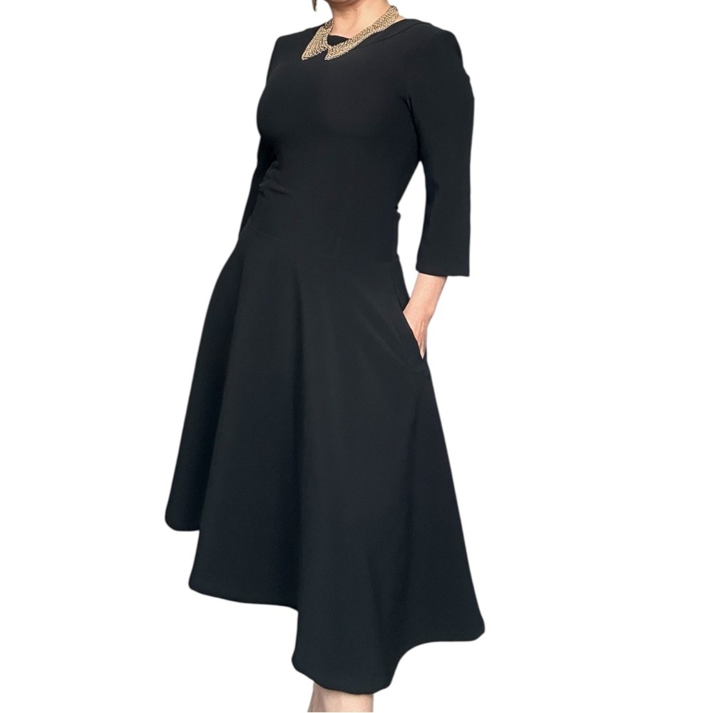 Think chic Midi Black asymmetrical Dress 3/4 sleeve
functional pockets XS - Picture 4 of 14